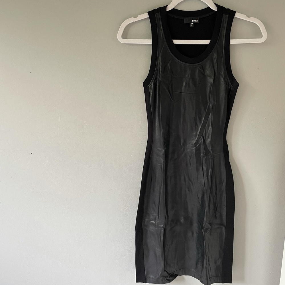 ARITZIA WILFRED - Black Leather / Latex Midi Dress